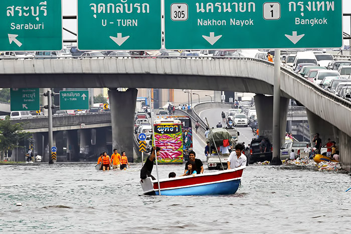 Flooded roads Bangkok Thailand 2011